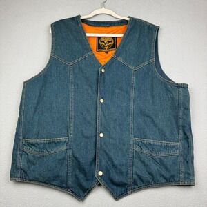 Milwaukee Performance Motorcycle Vest Mens 3XL Blue Denim‎ Biker Concealed Carry